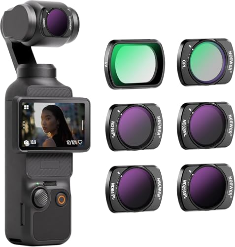 NEEWER Magnetic ND/CPL Filter Set Compatible with DJI Osmo Pocket 3 / Pocket 4 / Xtra Muse, 6 Pack Action Camera UV CPL ND16/PL ND32/PL ND64/PL ND256/PL Polarizing Neutral Density Filter Accessories - style: 6 Pack ND/PL+CPL+UV
