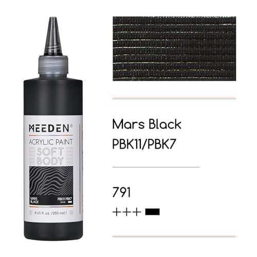 MEEDEN Mars Black Acrylic Paint: Matte Finish 250ml/8.45oz Soft Body - color: Mars Black
