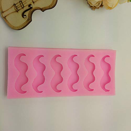 Cute 6 Cavities Funny DIY 3D Mustache Beard Silicone Mold for Fondant Chocolate Candy Gum Paste Cake Decor Baking Desserts Ice Tool