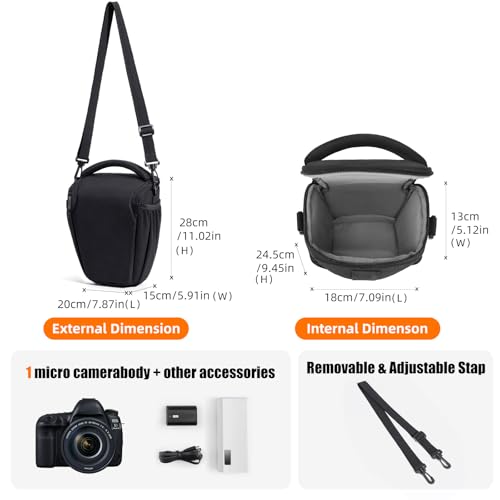 CADeN DSLR/SLR Camera Shoulder Bag Case with Adjustable Shoulder Strap, Compatible for Nikon, Canon, Sony Mirrorless Cameras Waterproof (Large) - size: Large