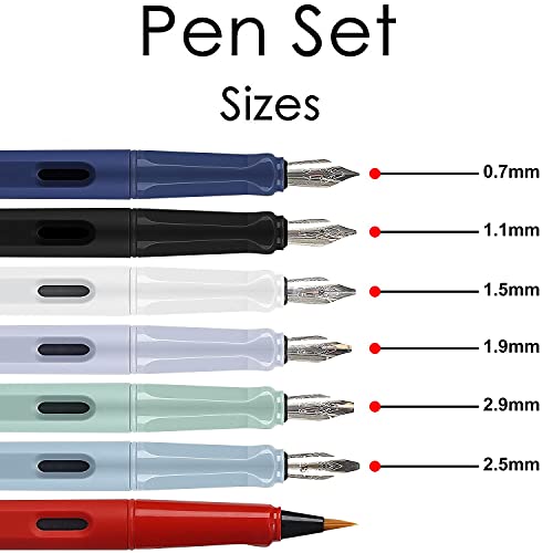 Calligraphy Fountain Pen Set- 7 with Different Nibs and 40 Ink Cartridges for Beginners- MU-09