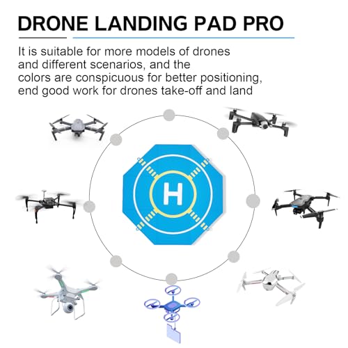 Drone Landing Pad Portable Foldable with Night Vision,25in Double-Sided Waterproof Helipad for DJI Mavic 3/Mini 4K/Air 3S/Neo/Flip/Avata 2 RC Drones Helicopter, Drone Landing Pad Accessories - color: Blue-25in