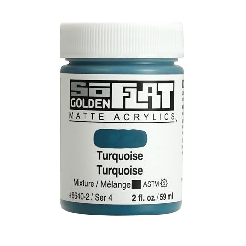 GOLDEN SoFlat Matte Acrylics, Turquoise, 2 fl. oz. Jar - color: Turquoise, size: 2 Fl Oz (Pack of 1)