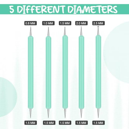 Ashmacdo 20 Pcs Dotting Tools for Painting,Ball Embossing Tool Tracing Stylus for Transfer Paper Drawing Nail Art - color: Teal