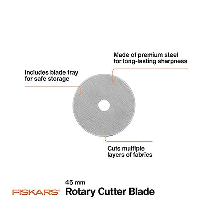 Fiskars 45mm Rotary Cutter Blade Replacements for Fabric, 5-Pack - size: 45mm, style: 5 Pack - Standard