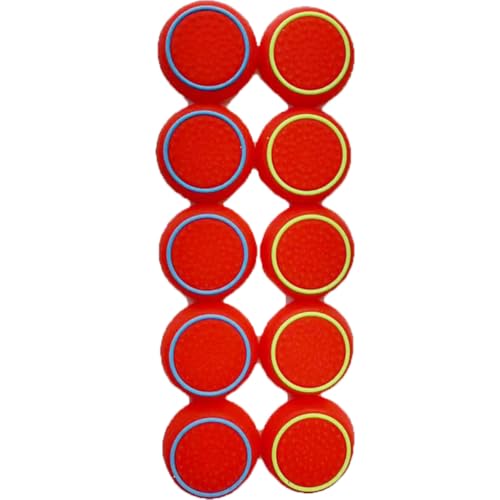 10 PCS Controller Thumbstick Caps Cover Replacement Silicone Touch Controller Rocker Cover for PS3 / PS4 / PS5 (5PCS Red with Blue+ 5PCS Red with Green)
