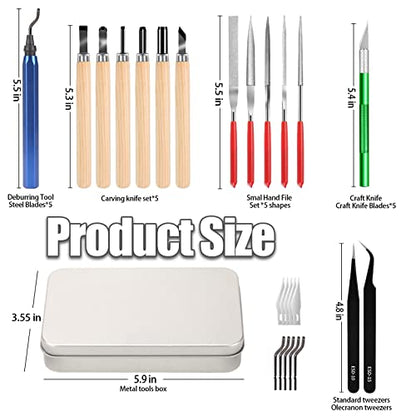 25pcs Precisio with Deburring Tool, Craft Knife,hand File,Carving Knife Suitable for sanding, carving, modeling, cutting, scraping,3D Printing Deburring kit