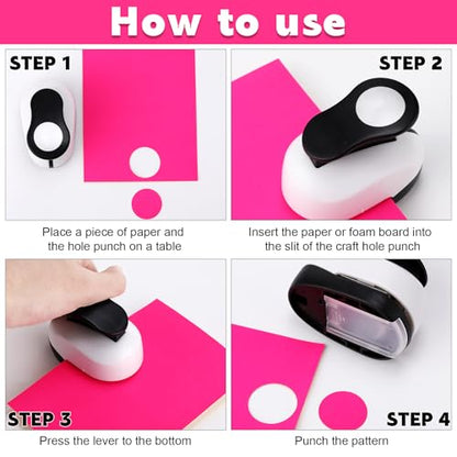 CHENGU 3 Pack Circle Hole Punch 2"/1"/0.6", Black - color: Black, style: Circle