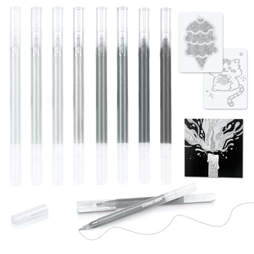 8 Pack Neutral Palette Glitter Gel Pens High-Capacity - color: neutral palette