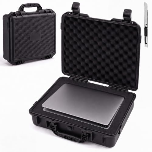 Relaxweex Waterproof Hard Case with Custom Foam, 16.54 x 14.17 x 6.06 Inch - color: Black, size: 16.5 x 14.2 x 5 Inch, style: Stripe Shell