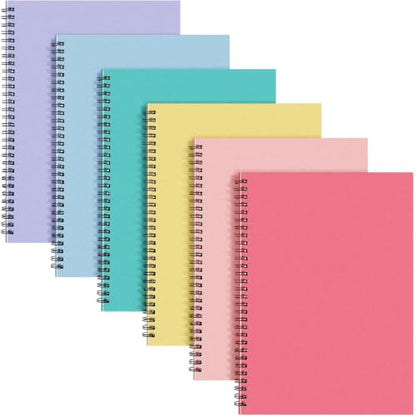 Fuutreo 6 Pack Spiral Notebook 10.5x7.45 Notebook,Artistic Color,Bright - color: Artistic Color