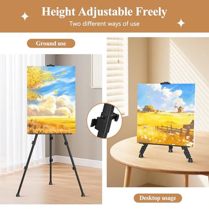 Art Painting Tripod Easel Stands, Portable Adjustable Display Artist Easels - style: Black-2pack