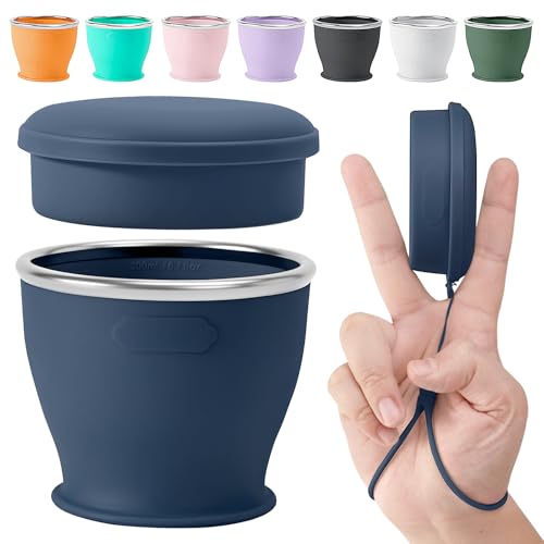 Collapsible Travel Cup, Foldable Water Cup with Lid, for Travel - color: Navy