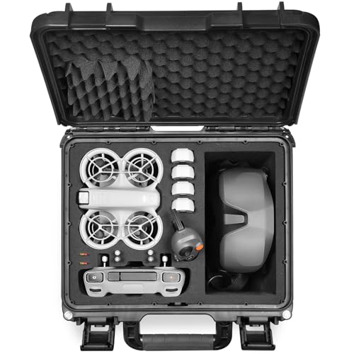 Lekufee Waterproof Hard Carrying Case for DJI Neo 1 Drone, Fly More Combo,DJI Goggles N3/3/2/Integra,RC 2,RC N3/N2,RC Motion 3/2,and Accessories(Case Only)