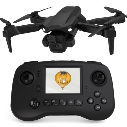 TD12Pro Drone with 1080P Camera for Adults Kids, RC Drones with LCD Screen Remote, Foldable Quadcopter, Mini Drone for Beginners, Easy to fly, Toy for Kids Adult Beginners - color: Black02