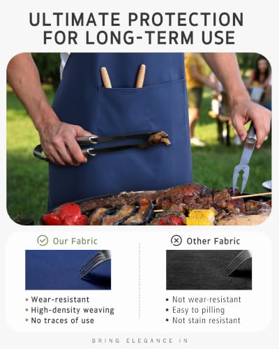 Syntus Chef Apron for Men Women with Pockets, Thick Grilling BBQ Apron - color: Nautical Blue