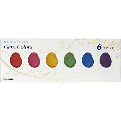 Kuretake Gansai Tambi GEM COLORS, 6 colors set, Made in Japan - style: GEM COLOURS