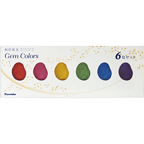 Kuretake Gansai Tambi GEM COLORS, 6 colors set, Made in Japan - style: GEM COLOURS