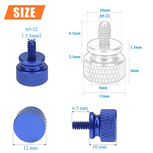 HELIFOUNER 10 Pieces 6-32 Thread, Blue Color Anodized Aluminum Computer Case Thumbscrews, Thumb Screws for Computer Case/Cover/Power Supply/Hard Drives - color: Blue (10 Pieces)