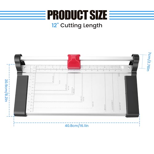 Rotary Paper Trimmer with 8-Sheet Capacity, Stainless Steel, 12" Cut Length