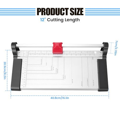 Rotary Paper Trimmer with 8-Sheet Capacity, Stainless Steel, 12" Cut Length