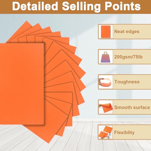 Silunkia 40 Sheets Orange Cardstock 8.5 x 11 Craft Paper 75lb - color: Orange