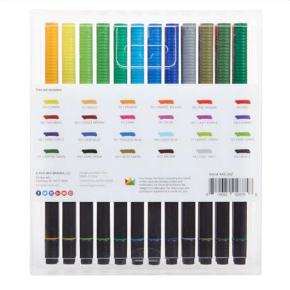 KINGART PRO 445-24 Dual Twin-Tip Brush Pens, Multicolor, 24-Colors