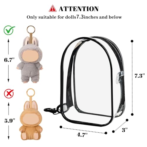 NZNDB Large Clear Figure Display Bag with Keychain Case Blind Box - color: Black Standing