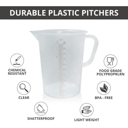 Plastic Graduated Measuring and Mixing Pitcher - 2000ml Plastic Graduated Measuring Pitcher - Large Cylinder Graduated Measuring Container with Handle and Pour Spout - 2 Liter - size: 2 Liter