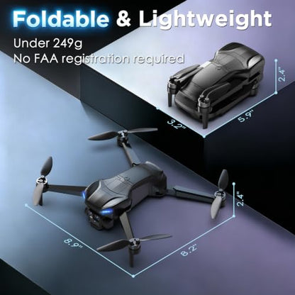 GPS Drone with 4K Camera for Adults, RC Foldable Quadcopter with 4.5” HD Screen Controller, Brushless Motor, GPS Auto Return, 60 Min Flight, 4GB SD Card, Beginner Gift, Under 249g