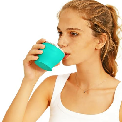 Collapsible Travel Cup, Foldable Water Cup with Lid, for Travel - color: Turquoise