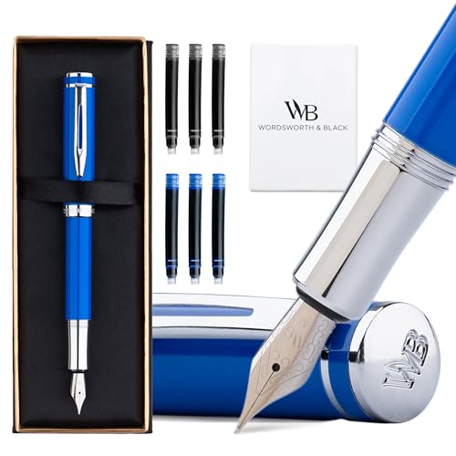 Wordsworth & Black Mini Pocket Fountain Pen for Writing, Medium Nib, Blue - color: Imperial Blue