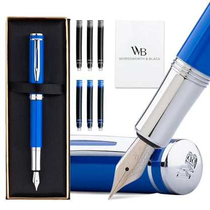 Wordsworth & Black Mini Pocket Fountain Pen for Writing, Medium Nib, Blue - color: Imperial Blue