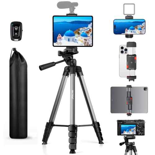MACTREM 67" iPad Tripod Stand for Tablet Phone Camera with Remote Mount - color: Grey
