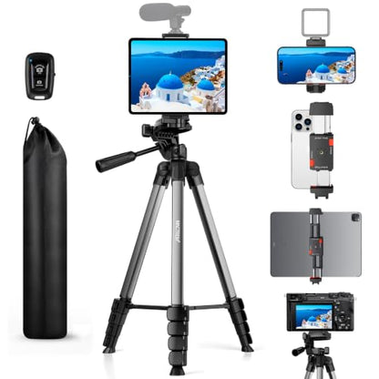MACTREM 67" iPad Tripod Stand for Tablet Phone Camera with Remote Mount - color: Grey