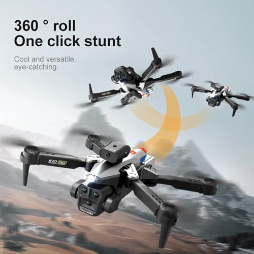 OBABO K10 Max Drone 4K High-Definition Three Camera Optical Flow Positioning Professional Aerial Photography Foldable Quadcopter (Silver) - color: Silver