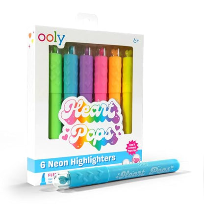 Ooly Heart Pops Neon Highlighters, Set of 6 - color: Heart Pops