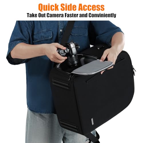 Cwatcun Camera Backpack, Large Water-Resistant DSLR Bag for Canon/Nikon/Sony - color: Black, size: 2.0 X Large