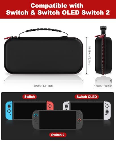 Spican Switch 2 Accessories 4 in 1 Bundle, Switch Carrying Case for Nintendo Switch 2/Switch/Oled, Split-Clear Protective CoverX1&Switch 2 ProtectorsX2&Grip CapsX4 for Nintendo 3DS & 2DS Games - size: 4 in 1 Bundle | Clear