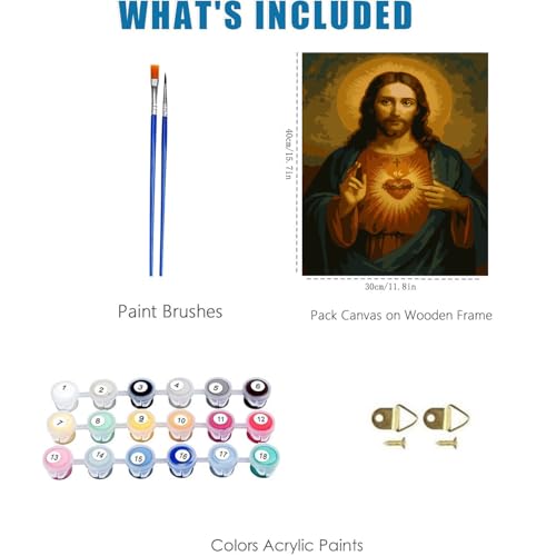 Jesus Paint by Numbers Kit for Adults Framed Canvas 12X16 in, Frameworkless - color: YH02671