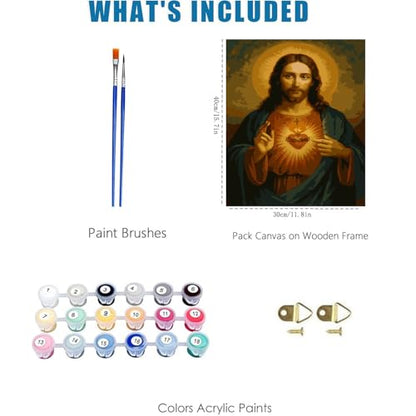 Jesus Paint by Numbers Kit for Adults Framed Canvas 12X16 in, Frameworkless - color: YH02671