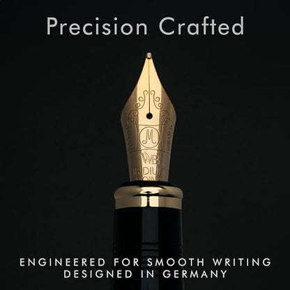 Wordsworth & Black Majesti Fountain Pen Set for Writing, Medium Nib - color: Black Gold, style: Medium Nib