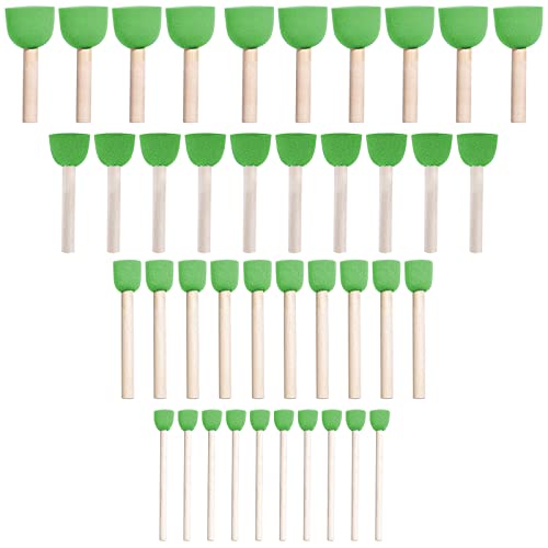 WAFJAMF 40 Pcs Round Sponges Brush Set 4 Sizes DIY Painting Tools Green - color: Green