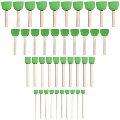 WAFJAMF 40 Pcs Round Sponges Brush Set 4 Sizes DIY Painting Tools Green - color: Green