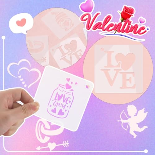 JULMELON 20 Pcs Valentines Day Stencils Reusable Template for Painting Art - style: Valentine's Day Stencils