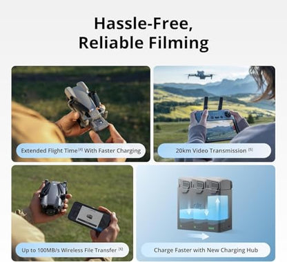 DJI Mini 5 Pro Fly More PLUS Combo Drone with Camera Bundle with DJI RC 2 Controller, 3 Batteries, 4K Camera, 128GB microSD Card, Slinger Backpack, 20" Foldable Landing Pad and LED Strobe Light, Gray
