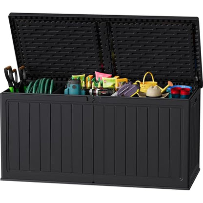 JUMMICO HDPE 270 Gallon Deck Box Double-Wall with Divider - color: Black, size: 270 gallon