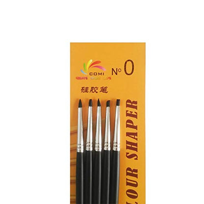 COMIART 5pcs Flexible Clay Sculpture Tools Silicon Color Shaper Brushes Size 0 - size: Size0