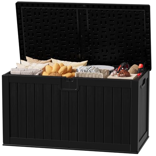 JUMMICO HDPE 250 Gallon Deck Box Double-Wall with Divider - color: Black, size: 250 gallon