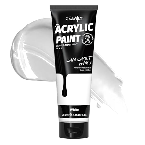 JusArt Acrylic Paint,Titanium White Paint Tubes (250ml /8.45 oz - color: White